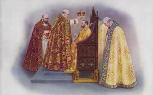 The Crowning of the King by the Archbishop of Canterbury by English School
